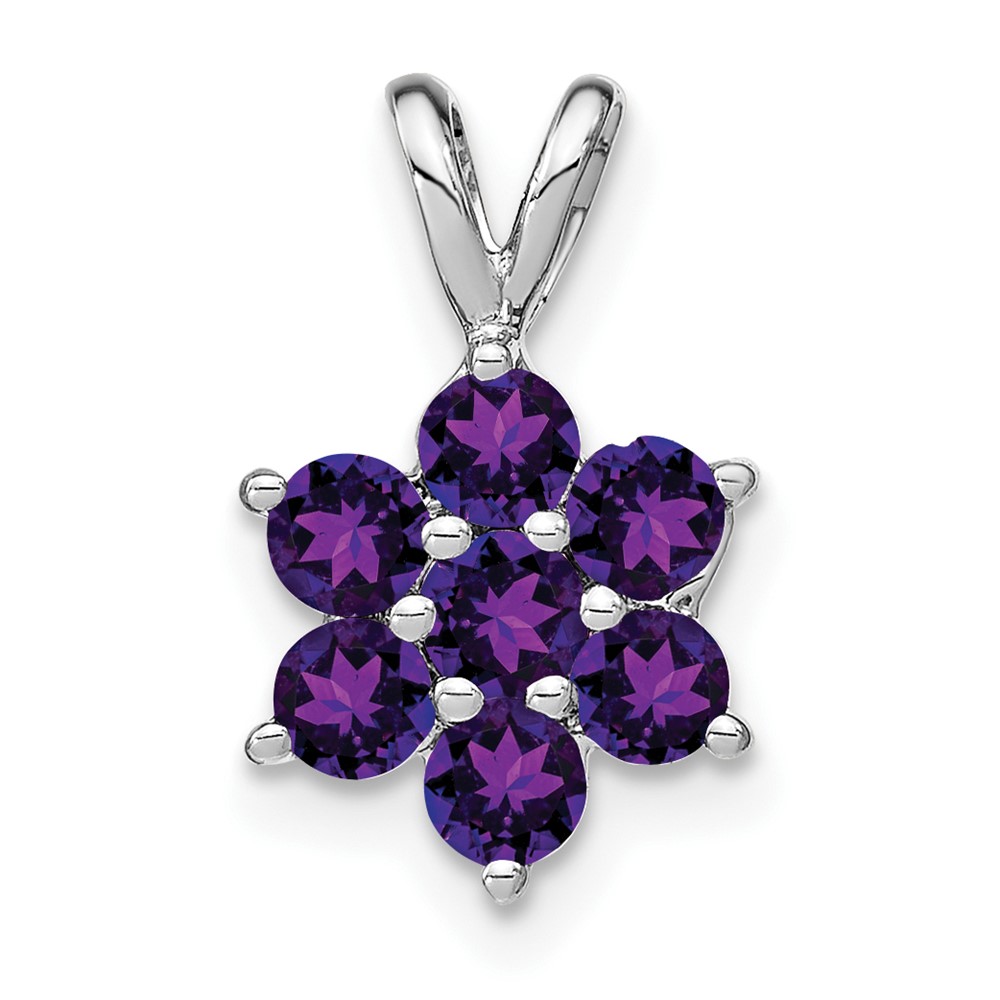 PM7069-AM-W.jpg 14k White Gold Amethyst Floral Pendant - Image 1
