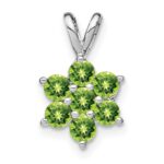 14k White Gold Peridot Floral Pendant