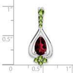 14k White Gold 8x5mm Pear Garnet and Peridot Pendant - Image 3