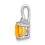 14k White Gold 7mm Cushion Citrine and Diamond Chain Slide - Image 2