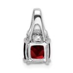 14k White Gold 7mm Cushion Garnet and Diamond Chain Slide - Image 4