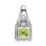 14k White Gold 7mm Cushion Peridot and Diamond Chain Slide - Image 4