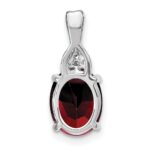 14k White Gold 9x7mm Oval Garnet and Diamond Chain Slide - Image 4
