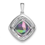 Sterling Silver Rhodium-plated Mystic Fire Topaz/Diamond Pendant - Image 4