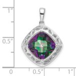 Sterling Silver Rhodium-plated Mystic Fire Topaz/Diamond Pendant - Image 3