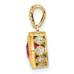 14k Cushion Ruby and Diamond Pendant with Side Diamond Detail - Image 2