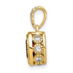 14k 7x5mm Oval Garnet and Diamond Pendant - Image 2