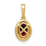 14k 7x5mm Oval Garnet and Diamond Pendant - Image 3