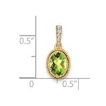 14k 7x5mm Oval Peridot and Diamond Pendant - Image 4