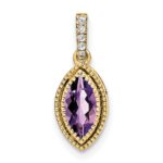 14k 8x4mm Marquise Amethyst and Diamond Pendant