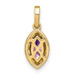 14k 8x4mm Marquise Amethyst and Diamond Pendant - Image 3
