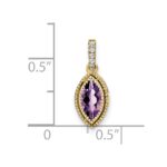 14k 8x4mm Marquise Amethyst and Diamond Pendant - Image 4