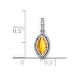 14k White Gold 8x4mm Marquise Citrine and Diamond Pendant - Image 4