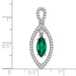 14k White Gold 1/3 carat Lab Grown Diamond VS/SI+ G+ and Lab Created Emerald Chain Slide Pendant - Image 4