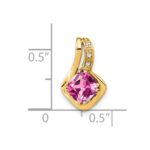 14k Cushion Lab Created Pink Sapphire and Diamond Chain Slide - Image 2