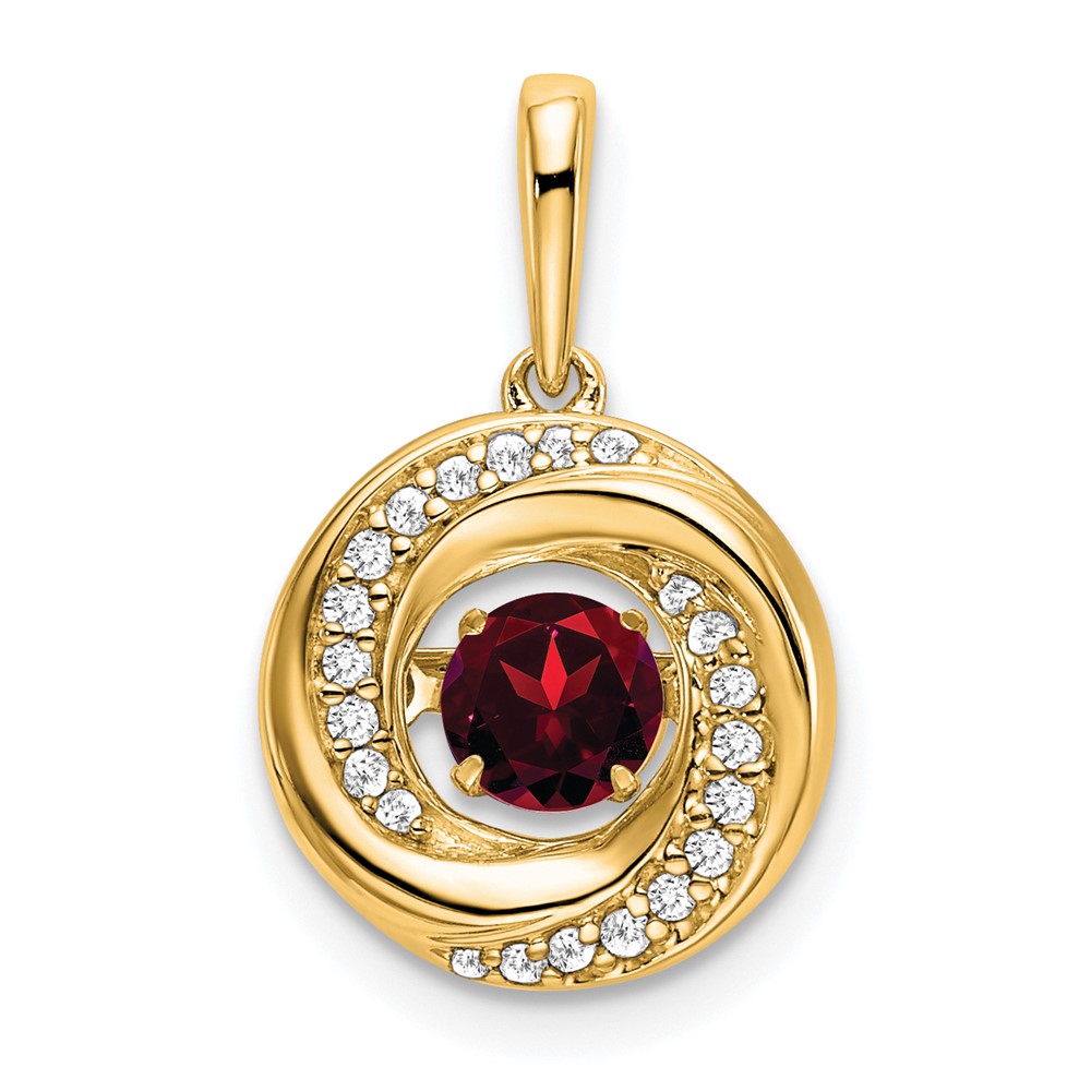 PM7143-GA-011-YA.jpg 14k 4.5mm Round Moving Vibrant Garnet and Diamond Pendant - Image 1