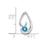 14k White Gold 4mm Round Blue Topaz Teardrop Chain Slide - Image 2