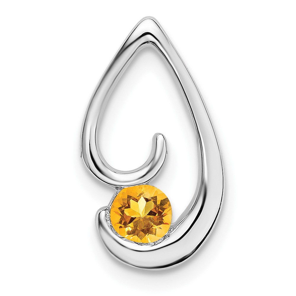 PM7145-CI-W.jpg 14k White Gold 4mm Round Citrine Teardrop Chain Slide - Image 1