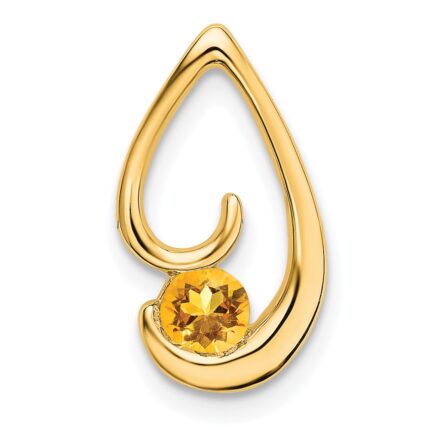 14k 4mm Round Citrine Teardrop Chain Slide