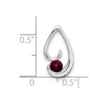 14k White Gold 4mm Round Garnet Teardrop Chain Slide - Image 2