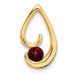 14k 4mm Round Garnet Teardrop Chain Slide