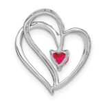 14k White Gold Ruby and Diamond Heart Chain Slide - Image 4