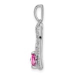 14k White Gold Pink Sapphire and Diamond MOM Heart Pendant - Image 2