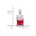 14k White Gold Square Ruby and Diamond Pendant - Image 3
