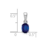14k White Gold 7x5mm Oval Sapphire and Diamond Pendant - Image 2