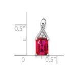 14k White Gold Emerald-shape Ruby and Diamond Pendant - Image 3