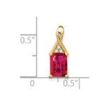 14k Emerald-shape Ruby and Diamond Pendant - Image 3