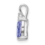 14k White Gold 7x5mm Pear Tanzanite and Diamond Pendant - Image 2