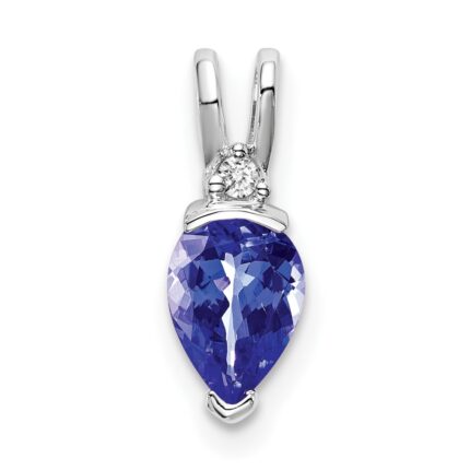 14k White Gold 7x5mm Pear Tanzanite and Diamond Pendant