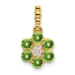 14k Peridot and Diamond Floral Pendant