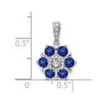 14k White Gold Sapphire and Diamond Floral Pendant - Image 2