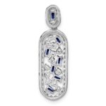 14k White Gold Octagon Sapphire and Diamond Oval Chain Slide - Image 4