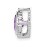 14k White Gold 6.5mm Cushion Amethyst Beaded Edge Chain Slide - Image 2