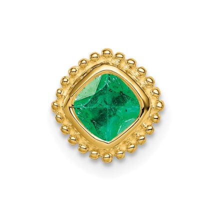 14k Cushion Emerald Beaded Edge Chain Slide
