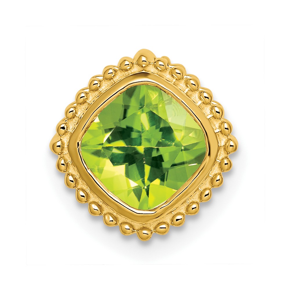 PM7201-PE-Y.jpg 14k 6.5mm Cushion Peridot Beaded Edge Chain Slide - Image 1