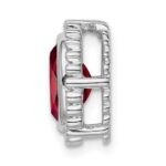 14k White Gold 8x6mm Oval Garnet Beaded Edge Chain Slide - Image 2