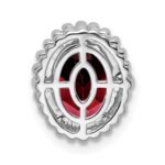 14k White Gold 8x6mm Oval Garnet Beaded Edge Chain Slide - Image 4