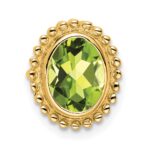 14k 8x6mm Oval Peridot Beaded Edge Chain Slide