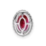 14k White Gold Oval Ruby Beaded Edge Chain Slide - Image 4