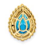 14k 9x6mm Pear Blue Topaz Beaded Edge Chain Slide - Image 4