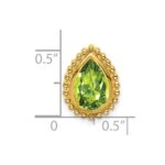 14k 9x6mm Pear Peridot Beaded Edge Chain Slide - Image 3