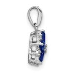 14k White Gold Sapphire and Diamond Floral Pendant - Image 2