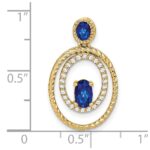 14k Oval and Round Sapphire and Diamond Oval Pendant - Image 3