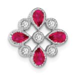 14k White Gold Pear Ruby and Diamond Chain Slide