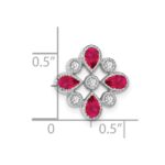 14k White Gold Pear Ruby and Diamond Chain Slide - Image 3