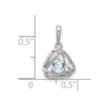 14k White Gold 4mm Round March/Aquamarine Triangle Pendant - Image 2